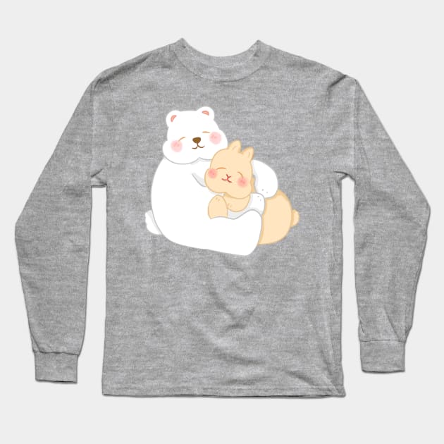 Snuggle Bear Rabbit | Bunniesmee valentine day Long Sleeve T-Shirt by GambarGrace